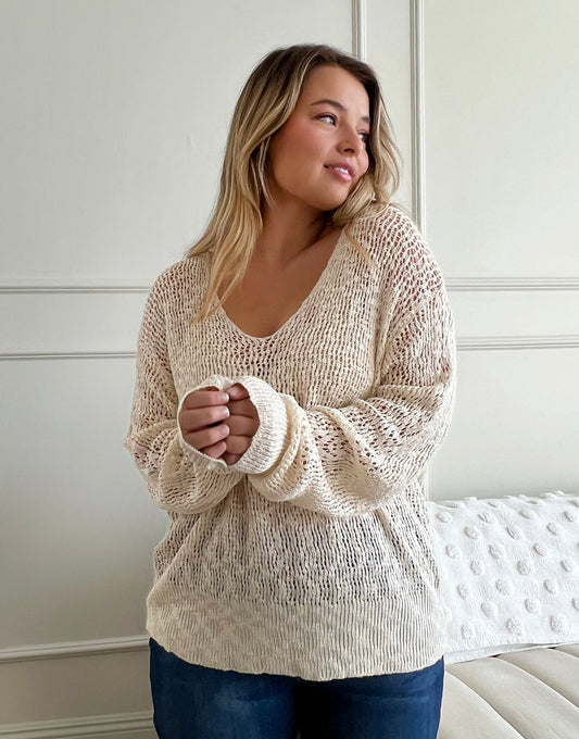 Plus Size Airy Crochet Sweater