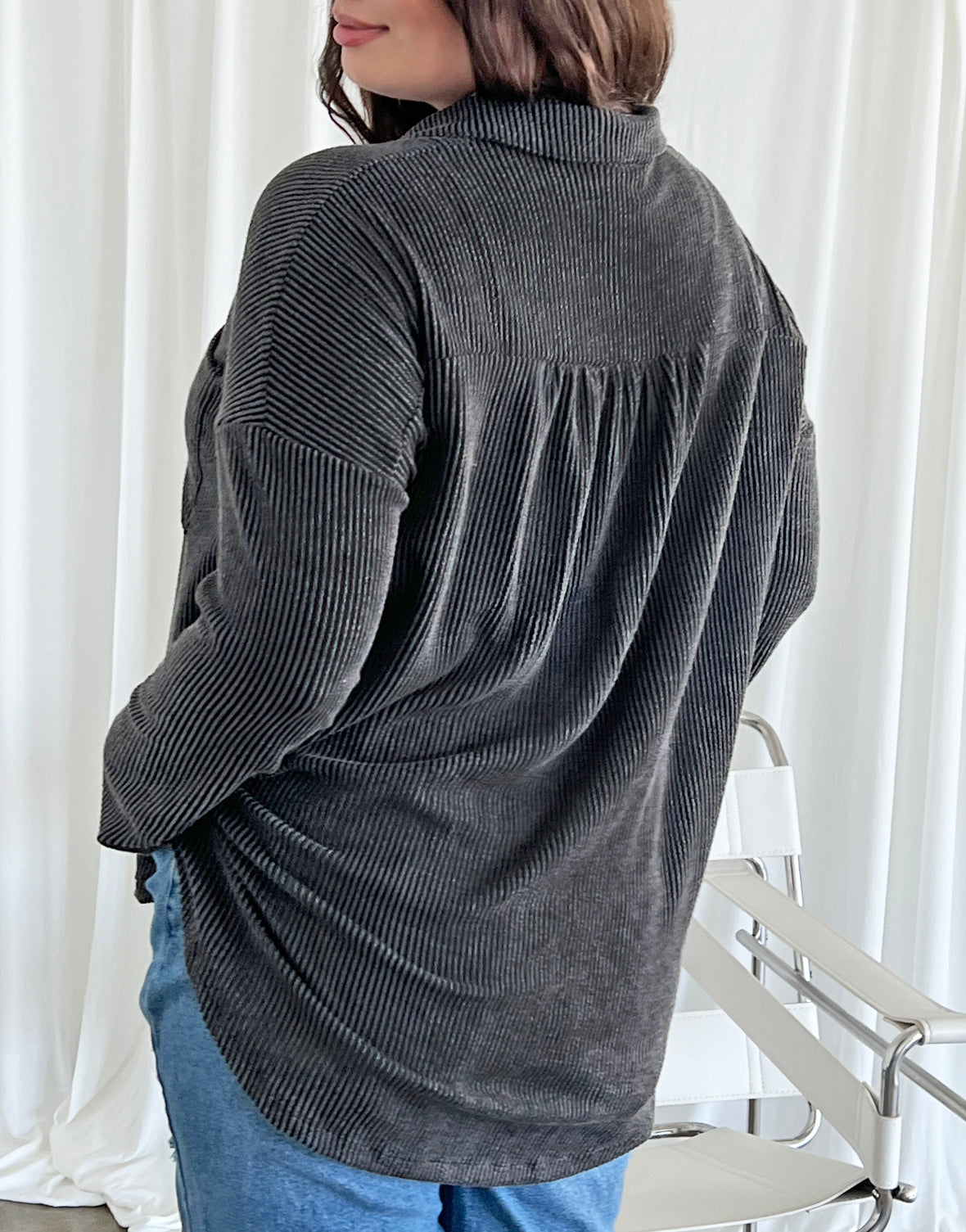 Plus Size Comfy Knit Button Up Shirt