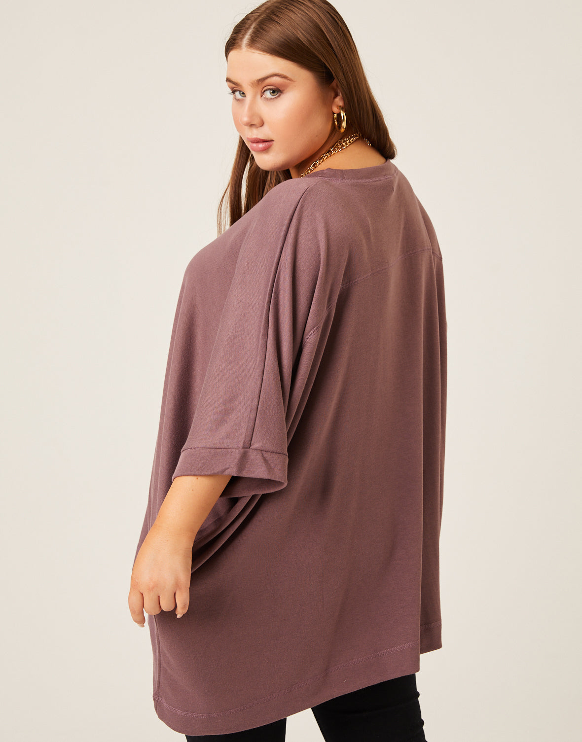 Plus Size Crewneck Oversized Knit Tee