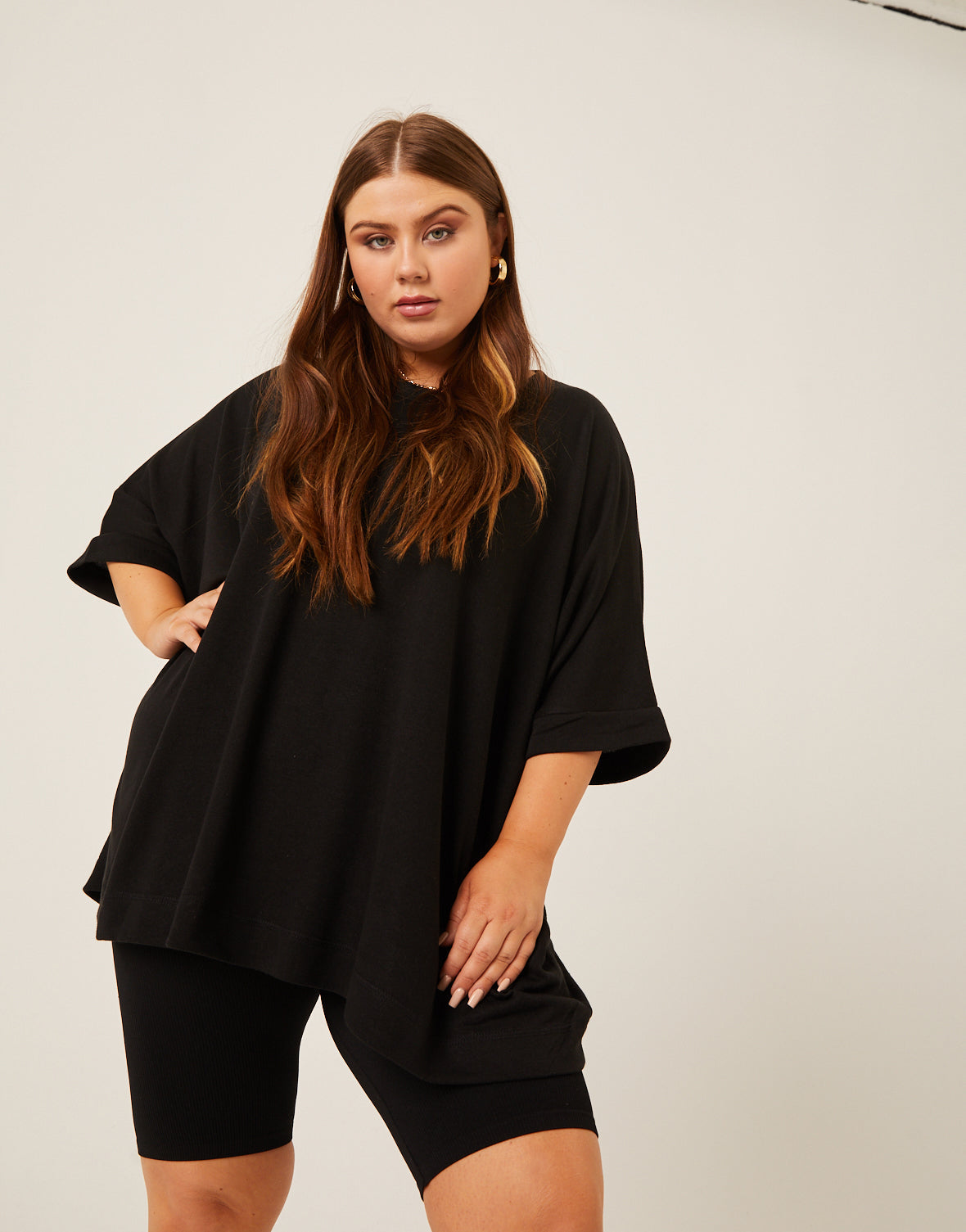 Plus Size Crewneck Oversized Knit Tee