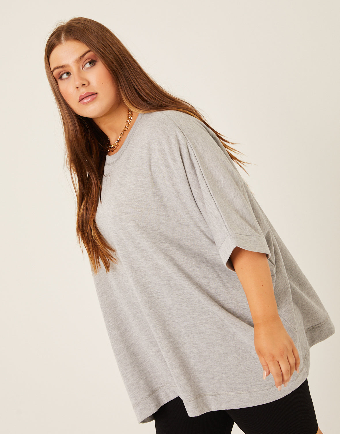 Plus Size Crewneck Oversized Knit Tee