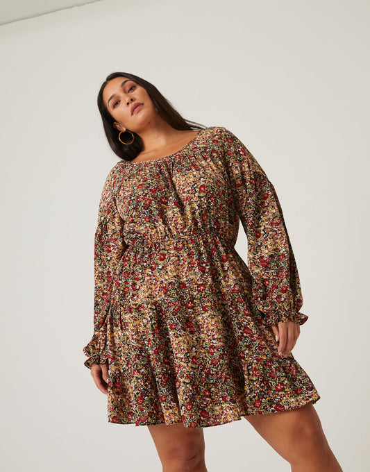 Plus Size Floral Skater Dress