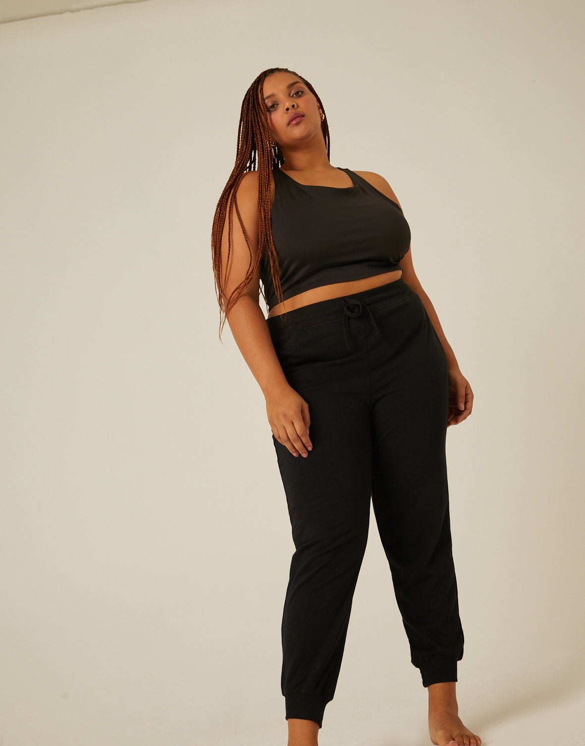 Plus Size Lightweight Stretch Knit Joggers