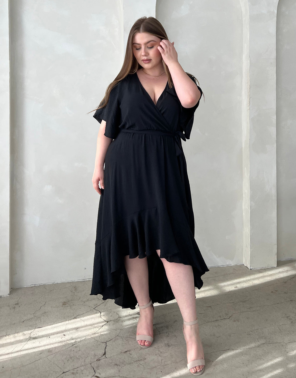 Plus Size Short Sleeve High Low Dress