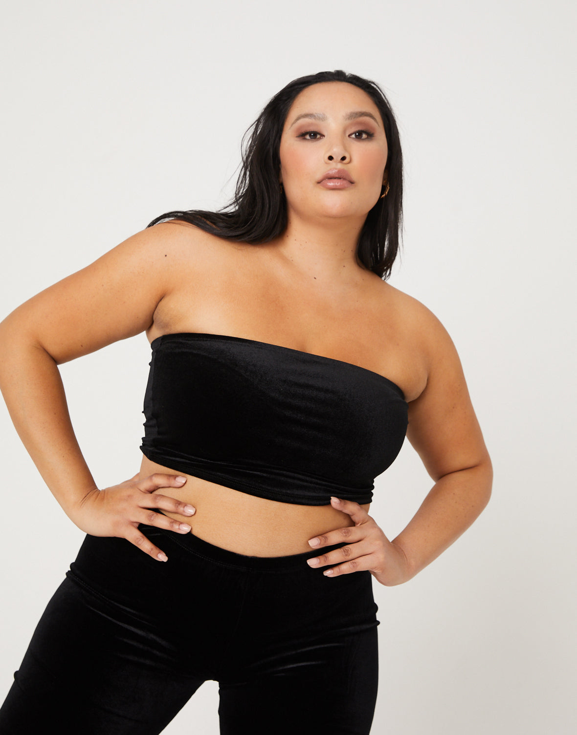 Plus Size Velvet Tube Top