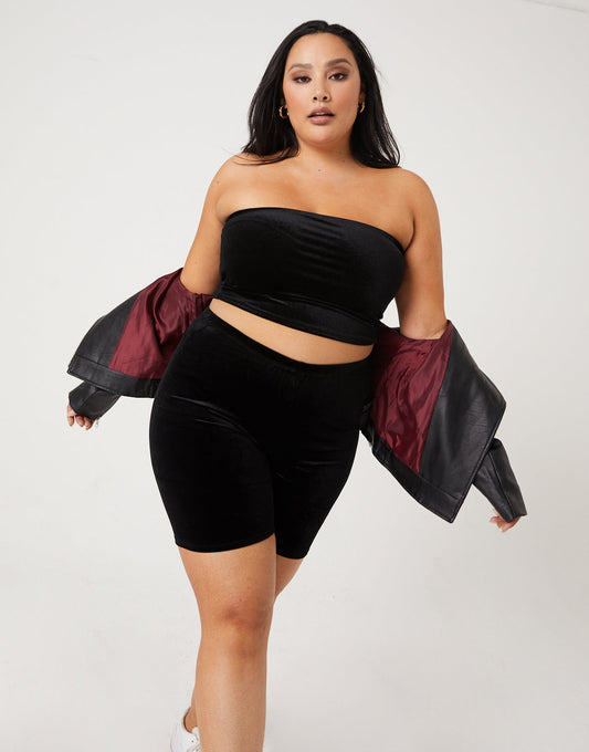Plus Size Velvet Tube Top