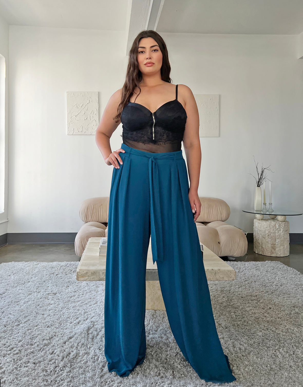 Plus Size Wide Leg Chiffon Pants