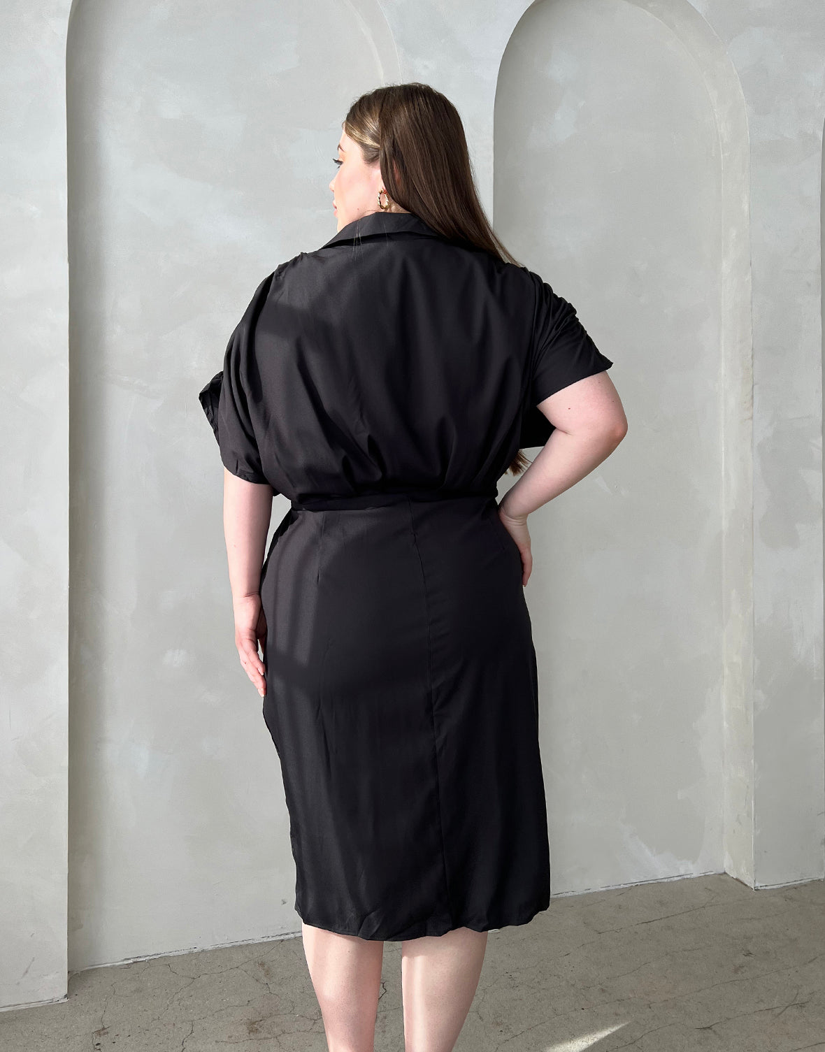 Plus Size Woven Ruched Dress