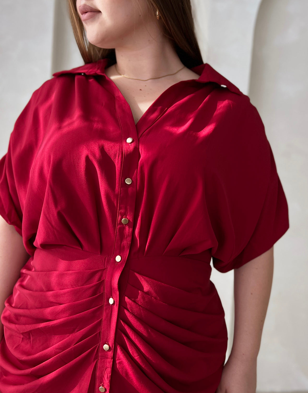 Plus Size Woven Ruched Dress