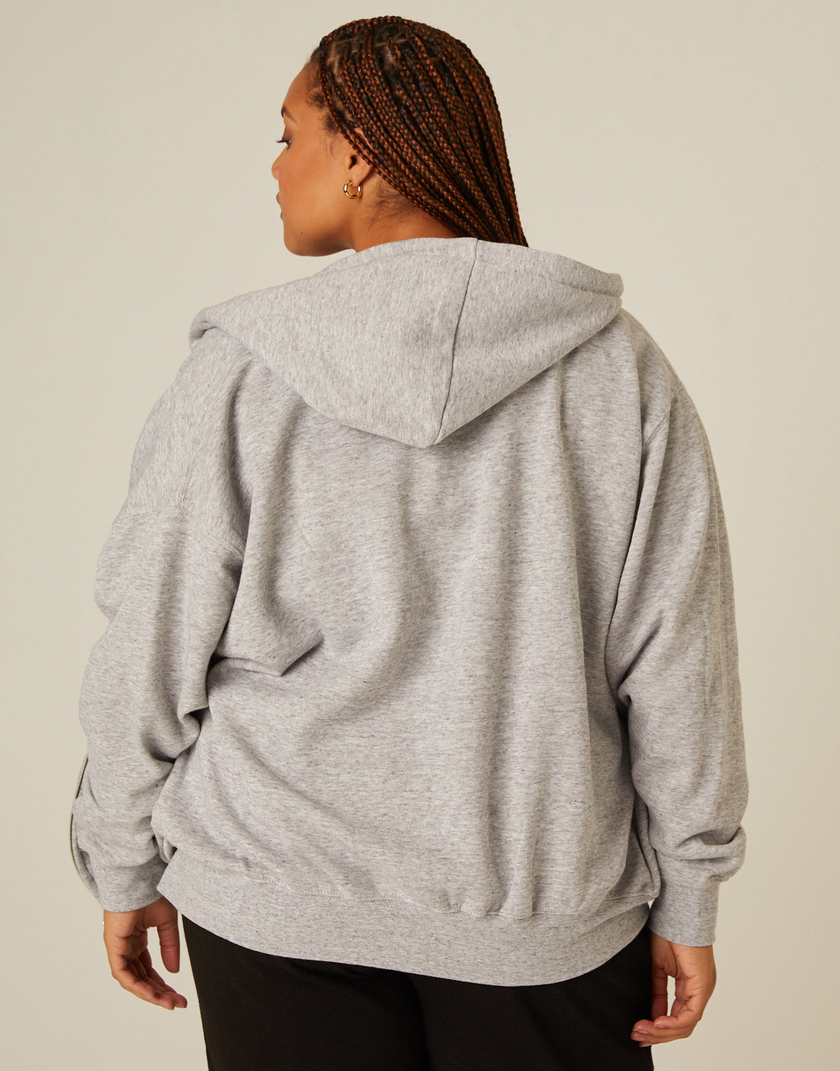 Plus Size Zip Front Hoodie Sweatshirt