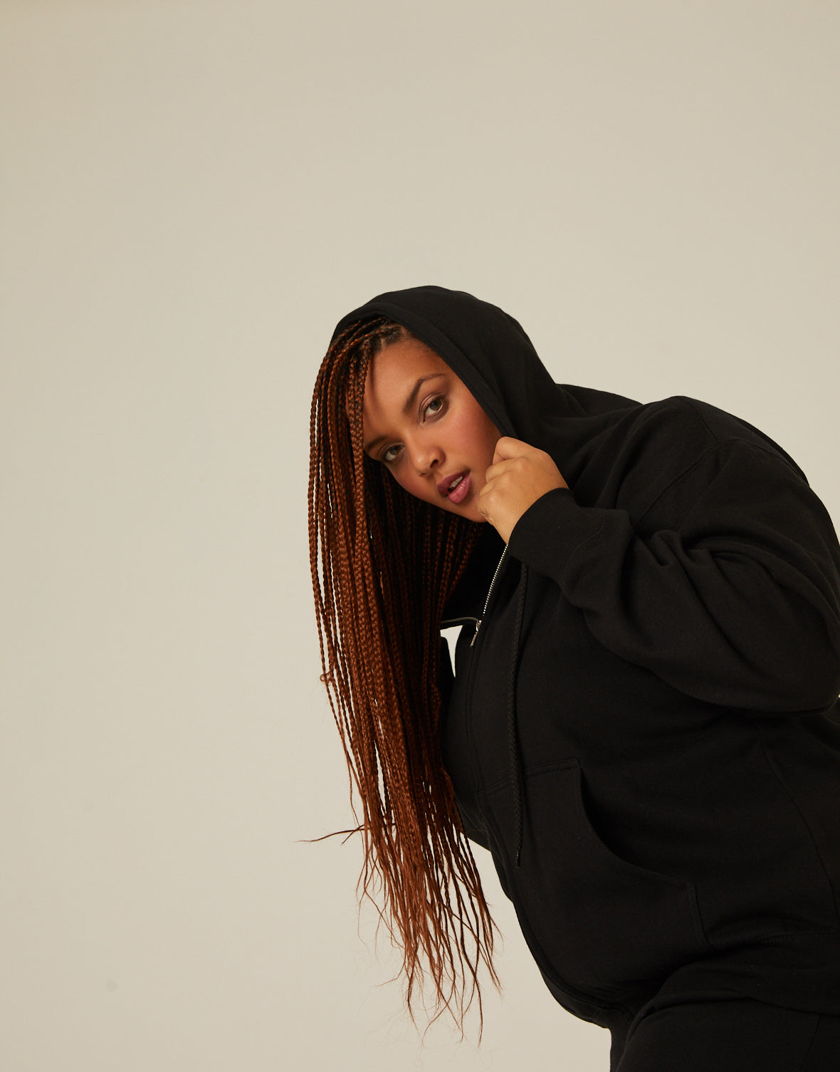Plus Size Zip Front Hoodie Sweatshirt