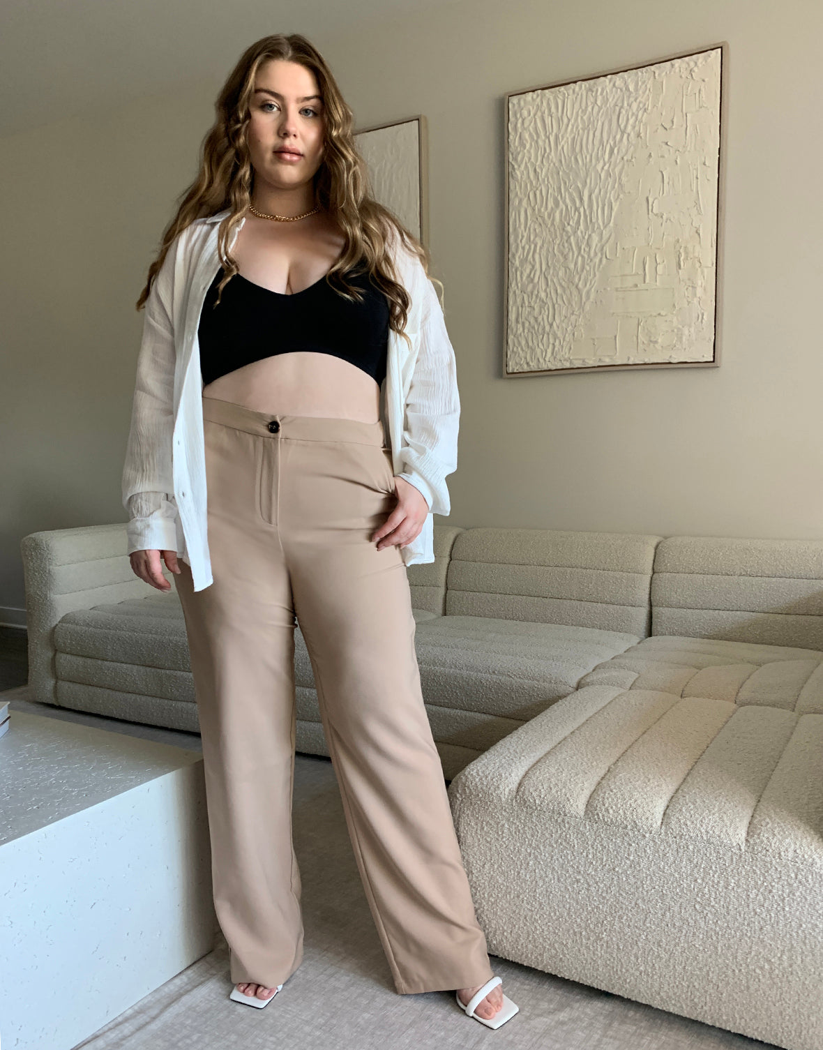 Plus Size Solid Trouser Pants