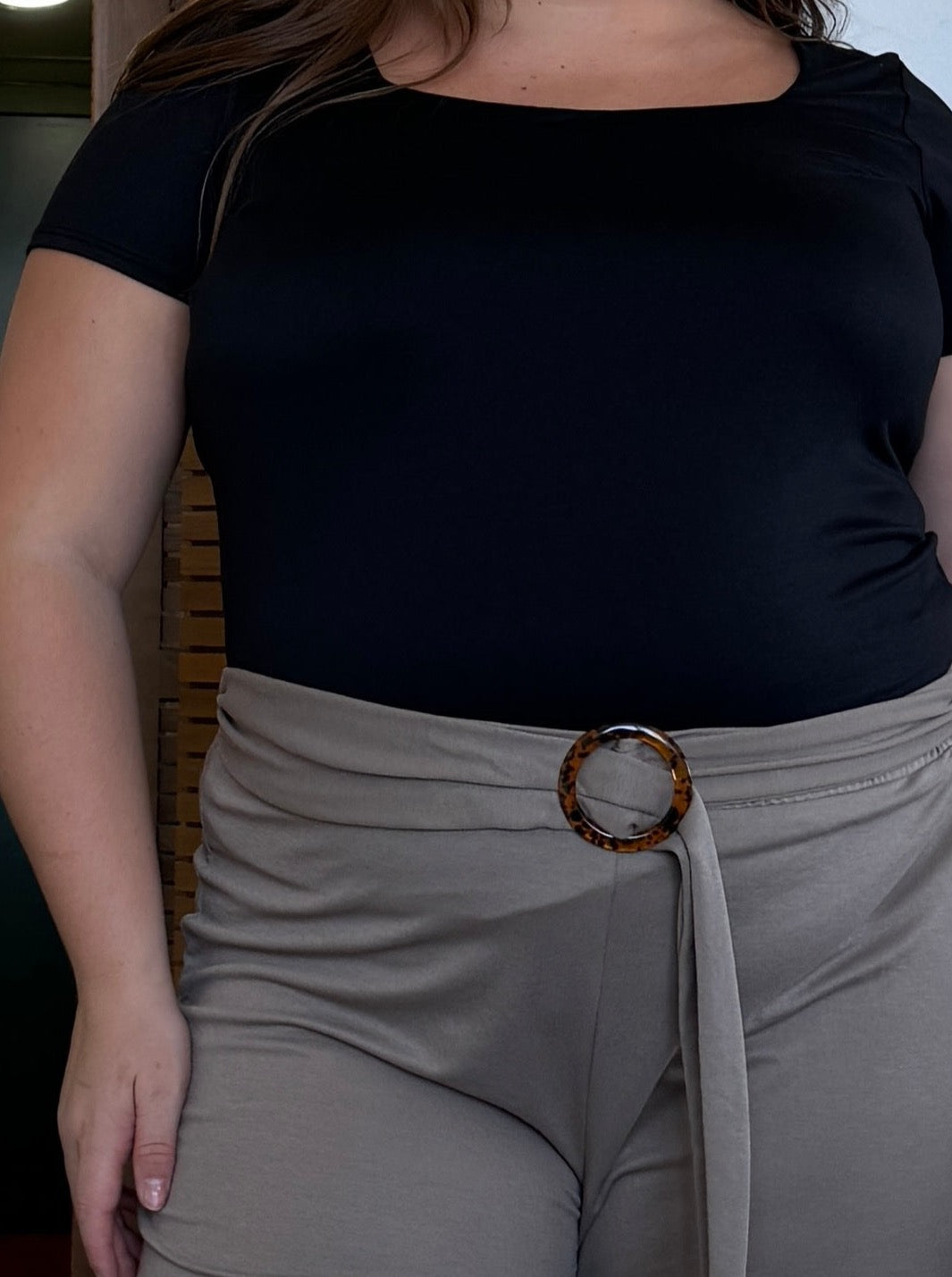 Plus Size Belted Wide Leg Pants