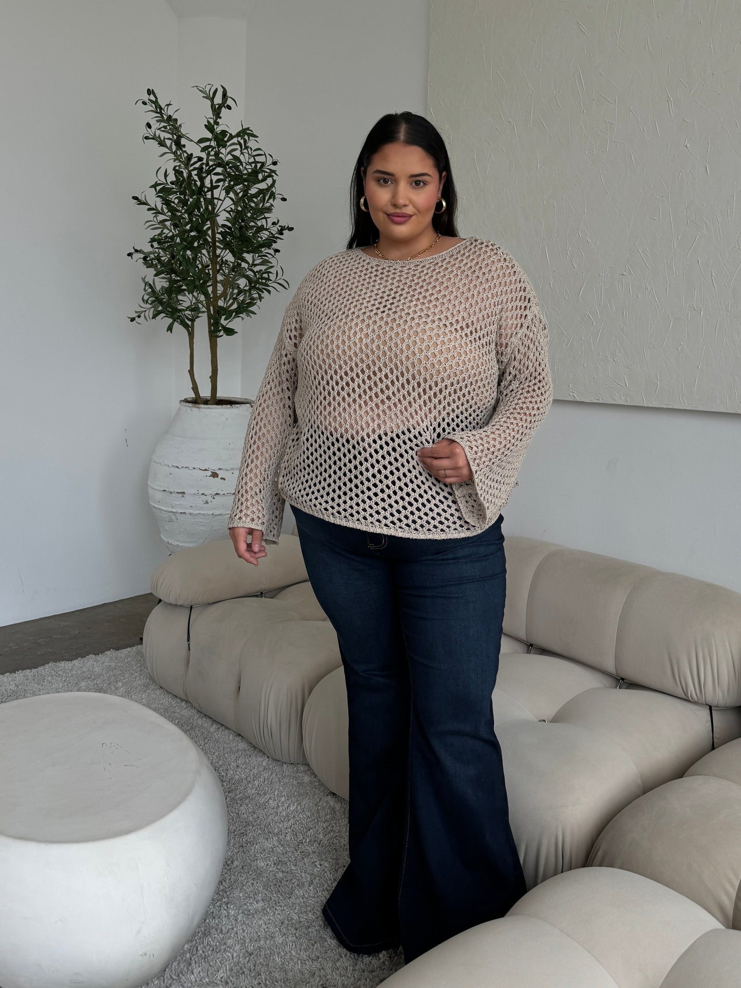 Plus Size Crochet Knit Top