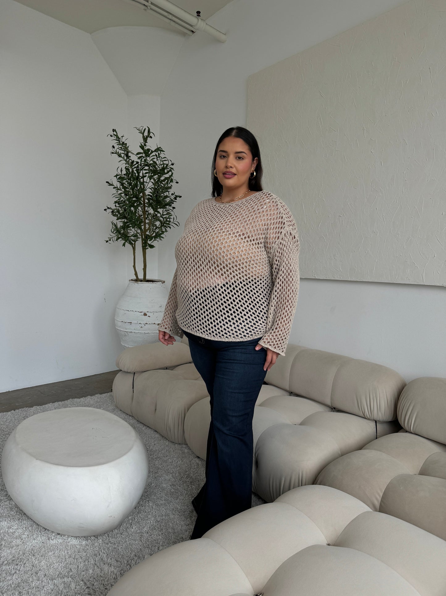 Plus Size Crochet Knit Top