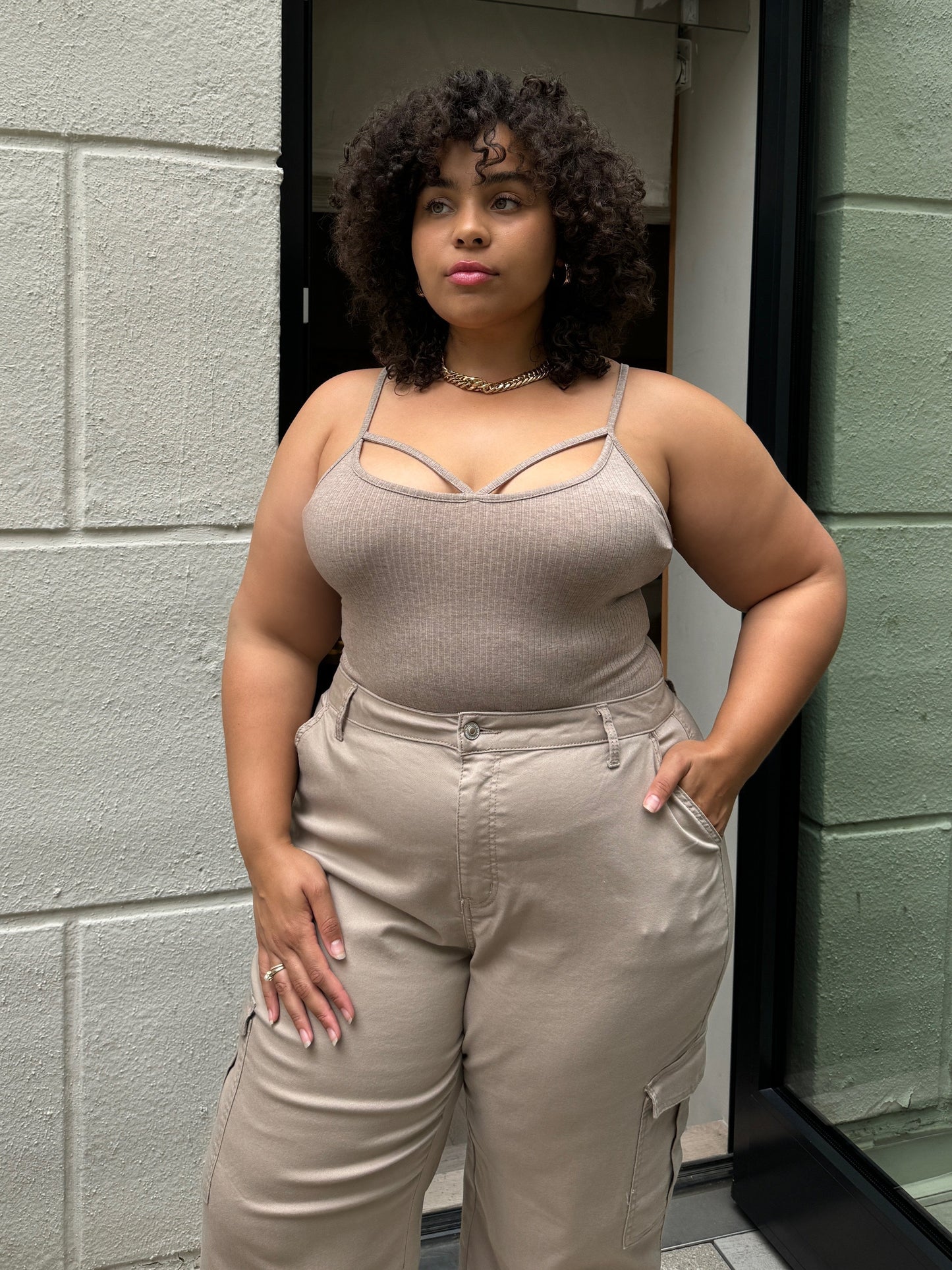 Plus Size Cut Out Ribbed Cami Top