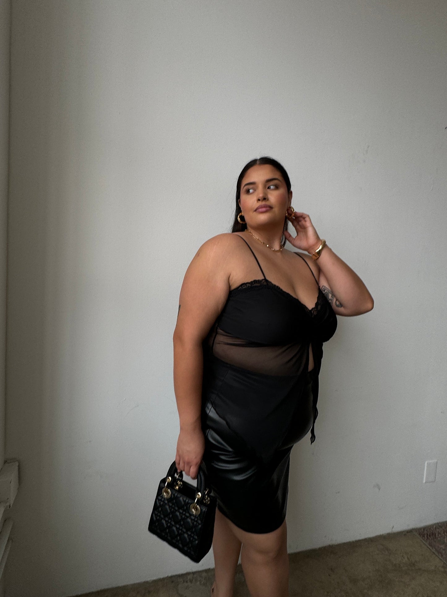 Plus Size Lace Open Front Twist Top