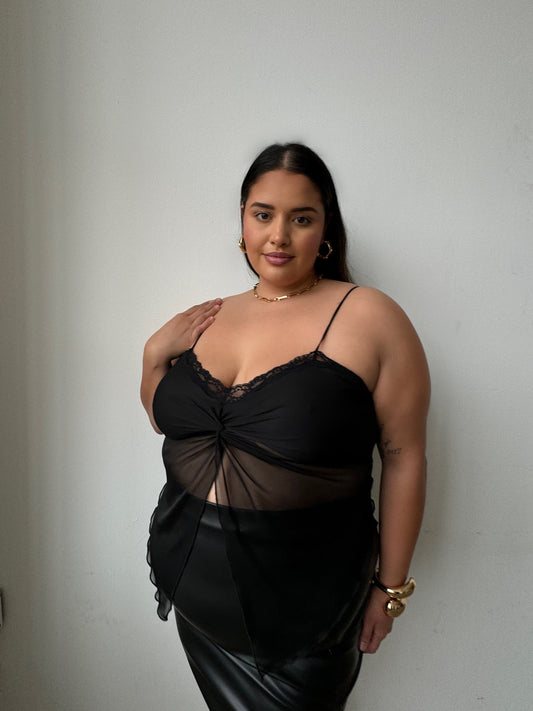 Plus Size Lace Open Front Twist Top