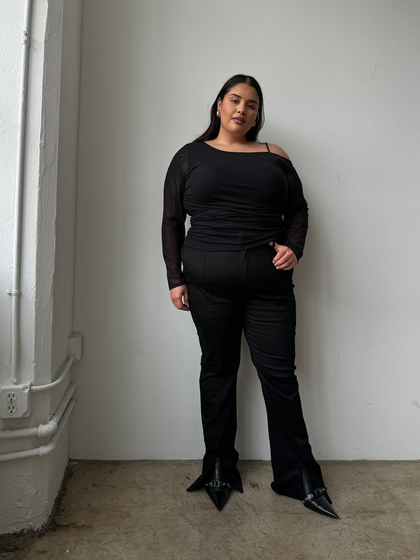 Plus Size One Shoulder Shimmer Top