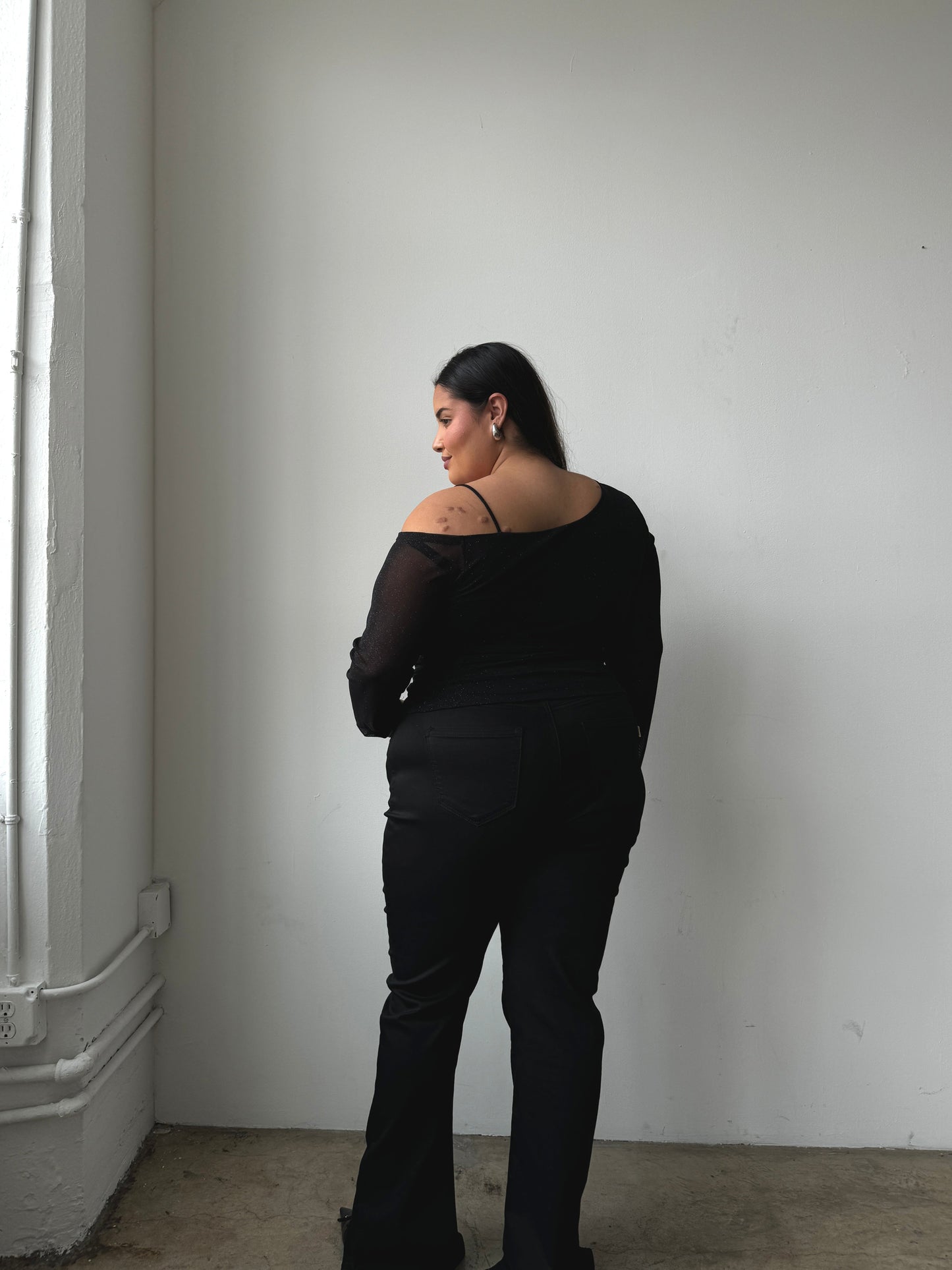 Plus Size One Shoulder Shimmer Top