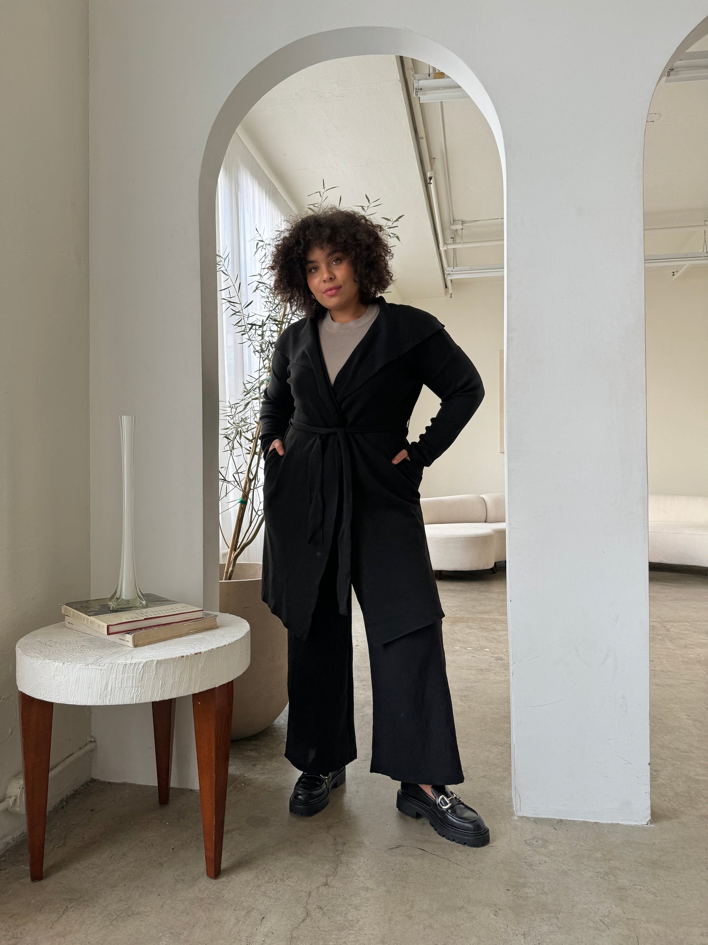 Plus Size Open Front Overcoat