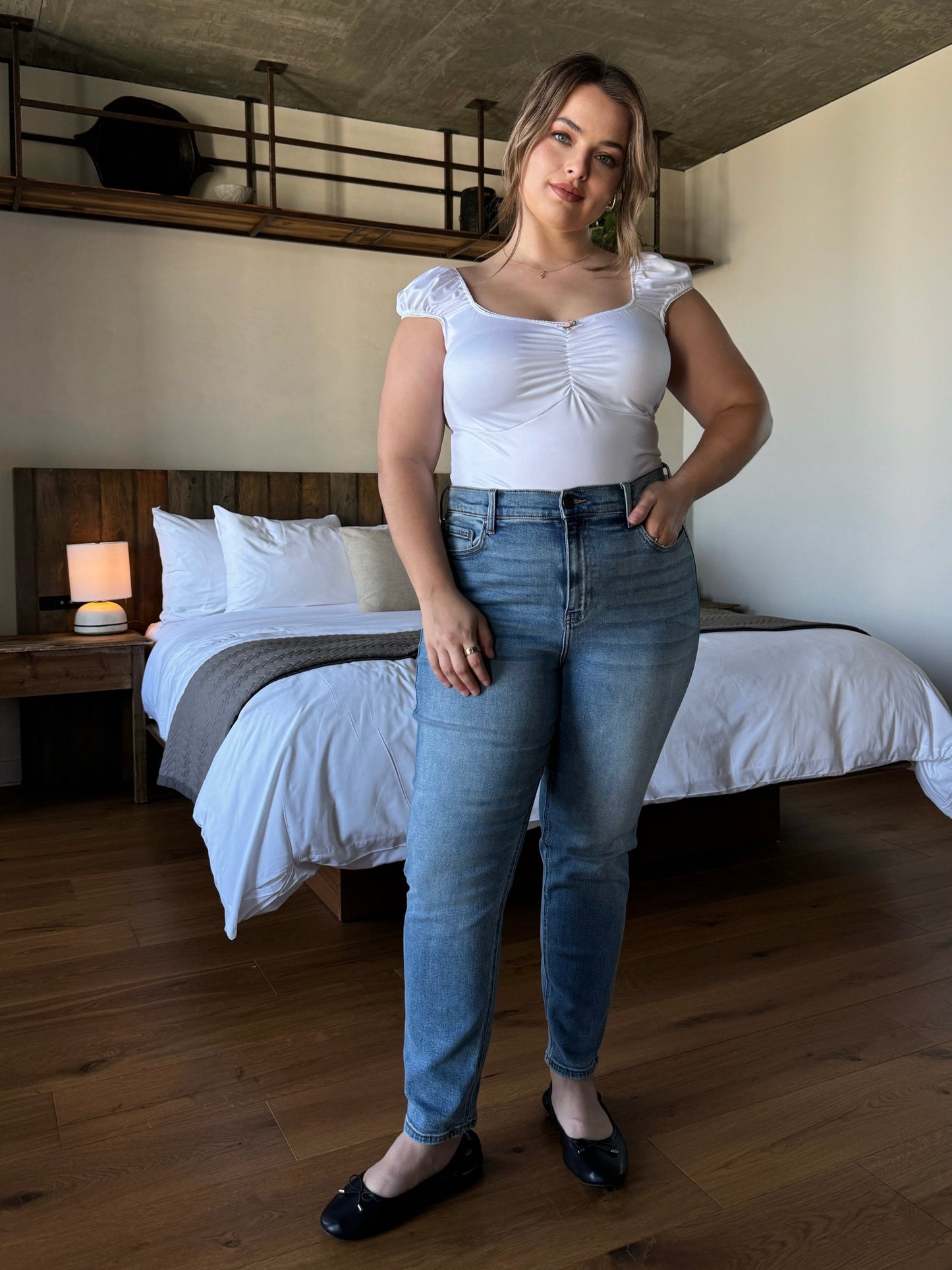 Plus Size Rose Cap Sleeve Top