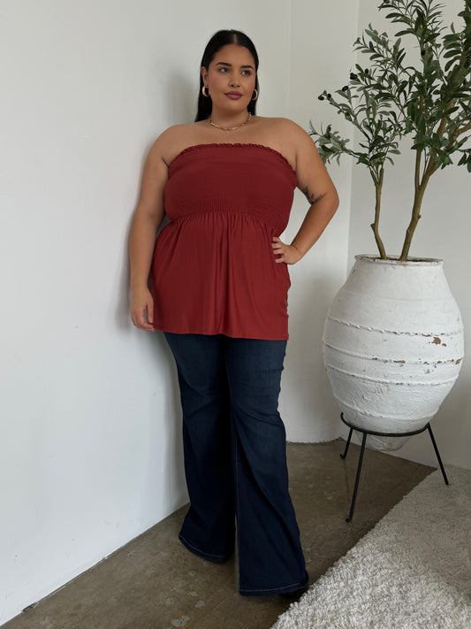 Plus Size Smocked Baby Doll Top