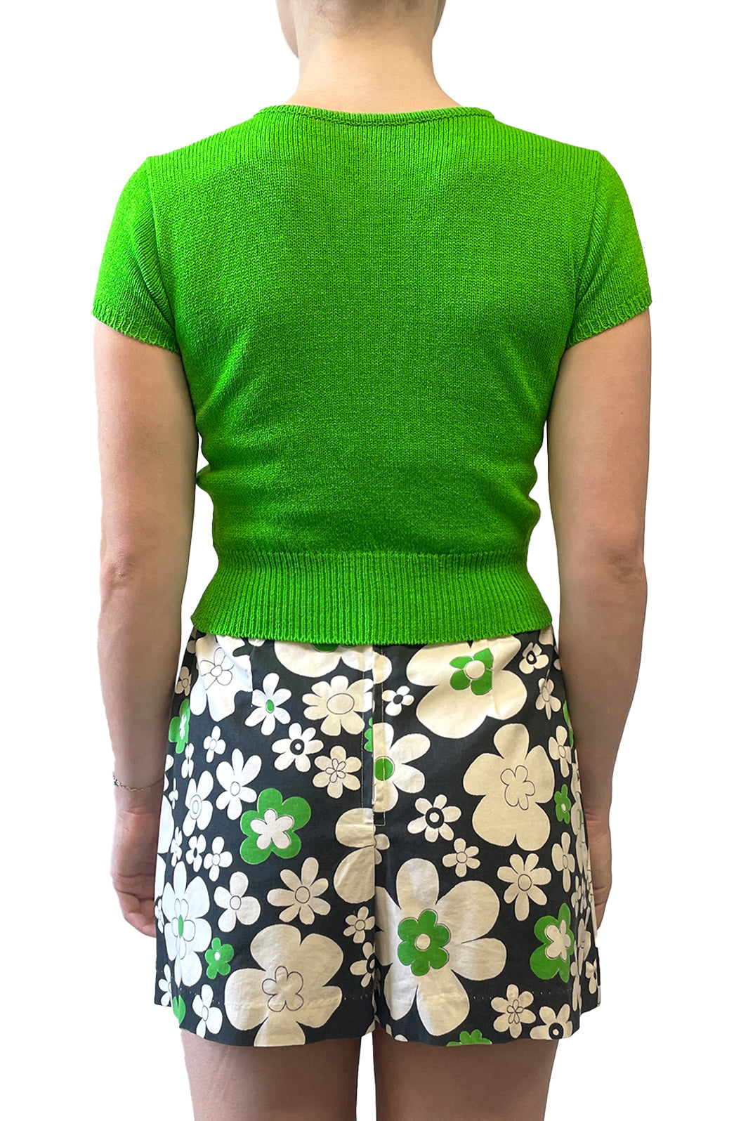 James Coviello for Anna Sui Cropped Green Sweater Top